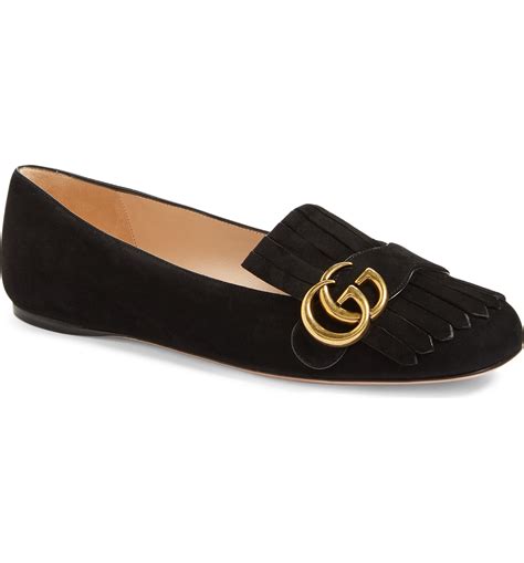 gucci marmont suede flats|Gucci GG Marmont Fringe Flat (Women) .